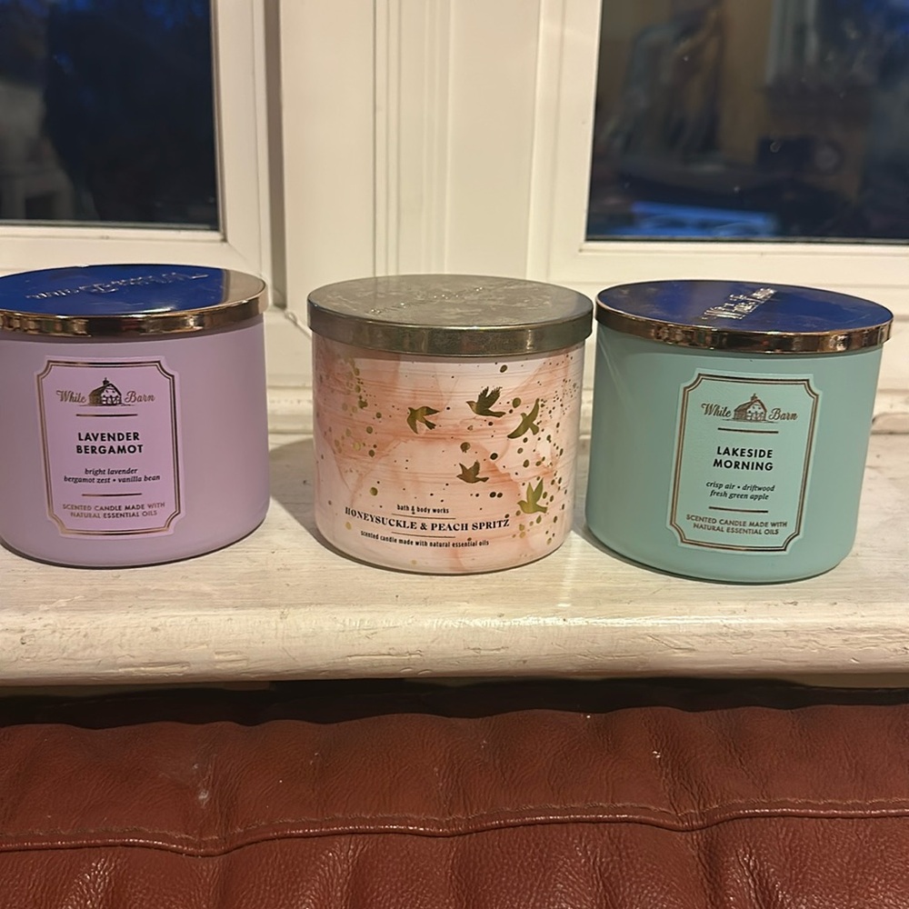 Bundle of three White Barn and Bath&Bodyworks Candles